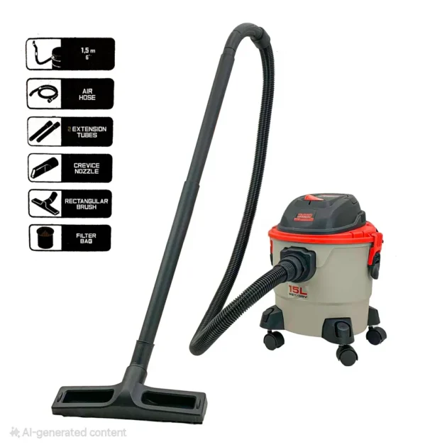 ASPIRATEUR 15LT CUVE PLASTIQUE 1000W CROWN