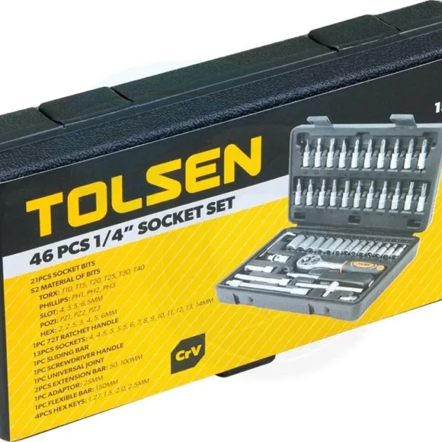 Jeux De 46Pcs Douilles Et Cliquet 1/4″ TOLSEN