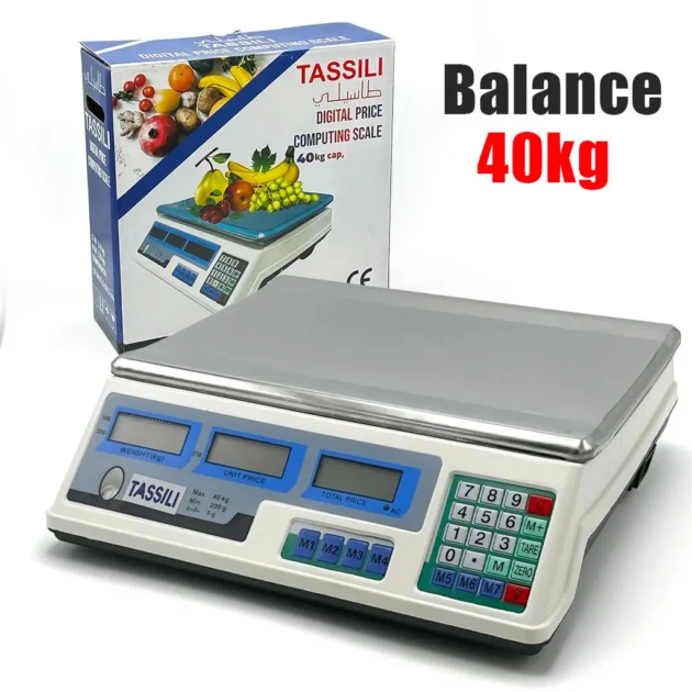 Balance électronique Tassili 40 KG batterie rechargeable en acier inoxydable – ميزان إلكتروني